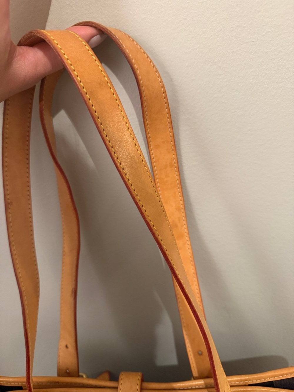 Dooney & Bourke Navy Tote with Tan Leather Trim - Picture 3 of 14